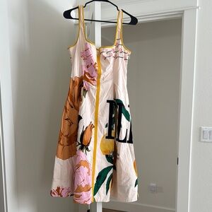 Maeve Floral Midi Dress - Pink, Yellow, Green